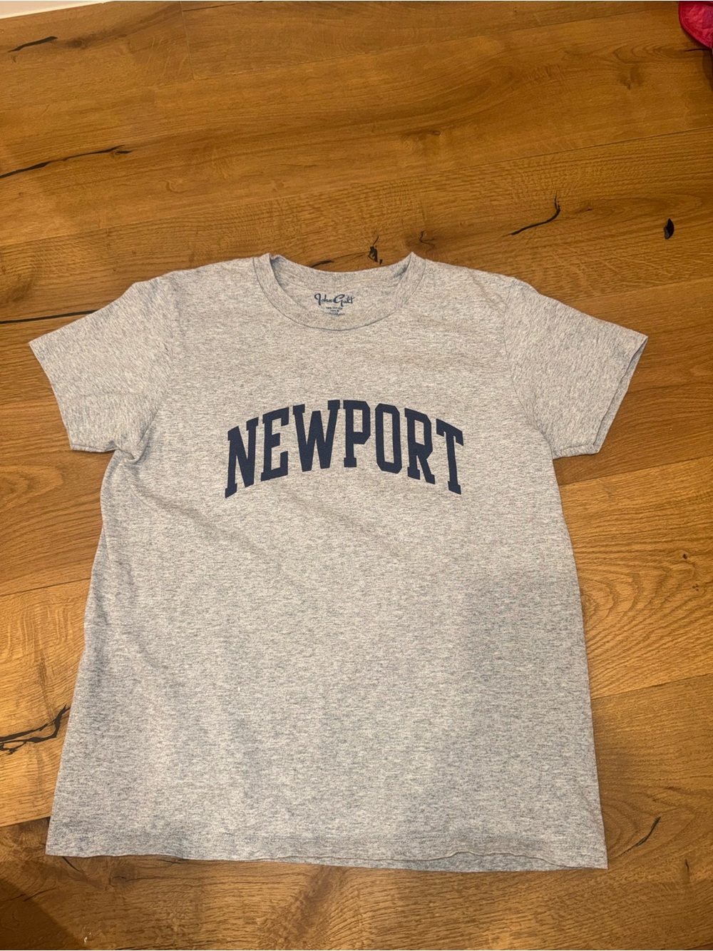 Brandy Melville Grey Tee with Navy NEWPORT Print